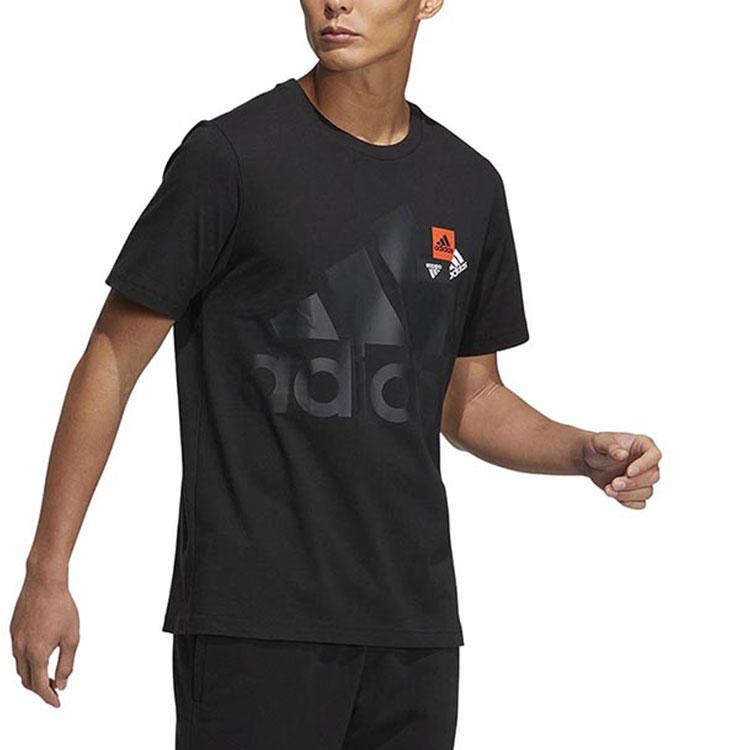 adidas Męski T-shirt Bp3 z nadrukiem logo alfabetycznego, z okrągłym dekoltem, z krótkim rękawem, czarny HN9043