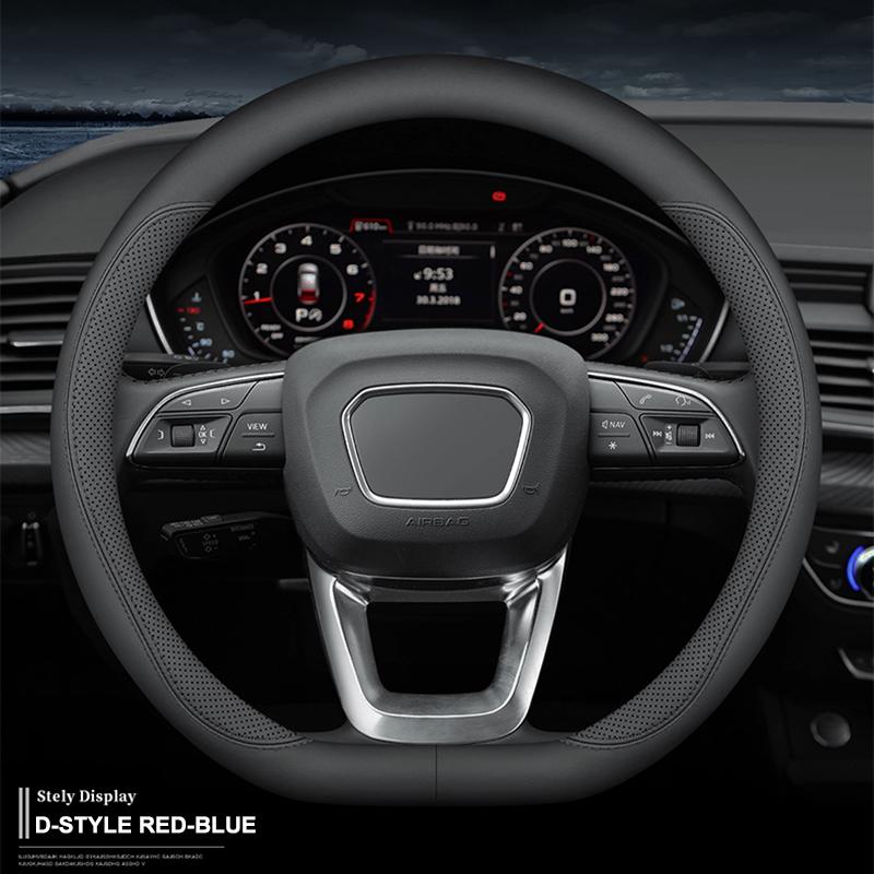 Universal PU Leather Car Steering Wheel Covers Without Inner Ring Suitable for 14.5-15 37-38cm Car Interior Supplies Accessories