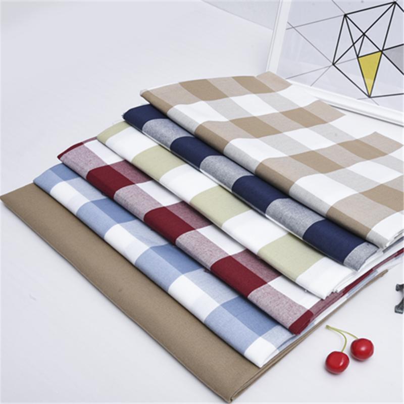 1M/2M/3M Thick Cotton linen solid color Fabric - Grid stripe DIY Material for Home Textiles (by Meter)