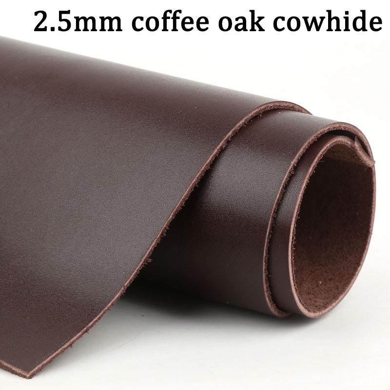 

2.5mm coffee colored oak vegetable tanned cowhide top layer cowhide stiff plain weave transparent dye handmade DIY leather bag w 10x10cm коричневый