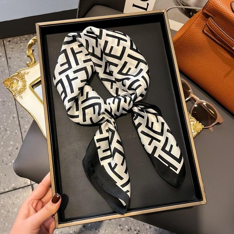 High-end large square scarf silk scarf women's new versatile neck summer thin bag head mother scarf with shawl