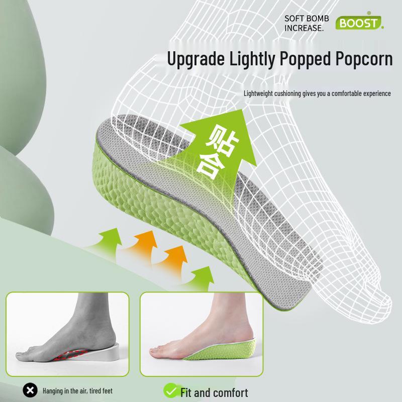 Popcorn Unsichtbare Höhenerhöhende Einlegesohlen: Rutschfeste, bequeme, atmungsaktive Halbfußpolster für Männer und Frauen.