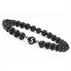 Initial Bracelet for Men and Woman Black Onyx 6mm Beads Bracelet with Letter Relationship Jewelry for Couples Alphabet bracelet