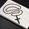 Vnox 60cm Catholic Cross Pendant Necklace for Men, Stainless Steel 30.5x51.5mm Cross Black Gold Silver Color Box Chain Necklaces