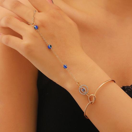 Fashion Finger Chain & Ring Set Interconnected Bracelet with Adjustable Rings Vintage Hand Jewelry for