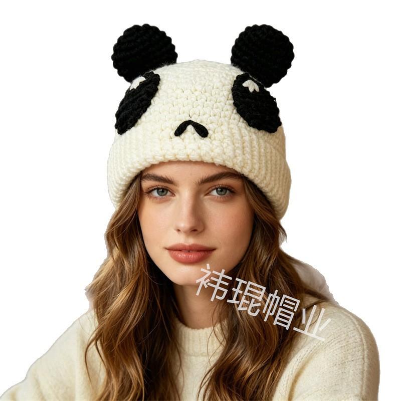 Cute Cartoon Red Panda Wool Hat Warm Knitted Pullover Hat European and American Handmade Crochet Hat