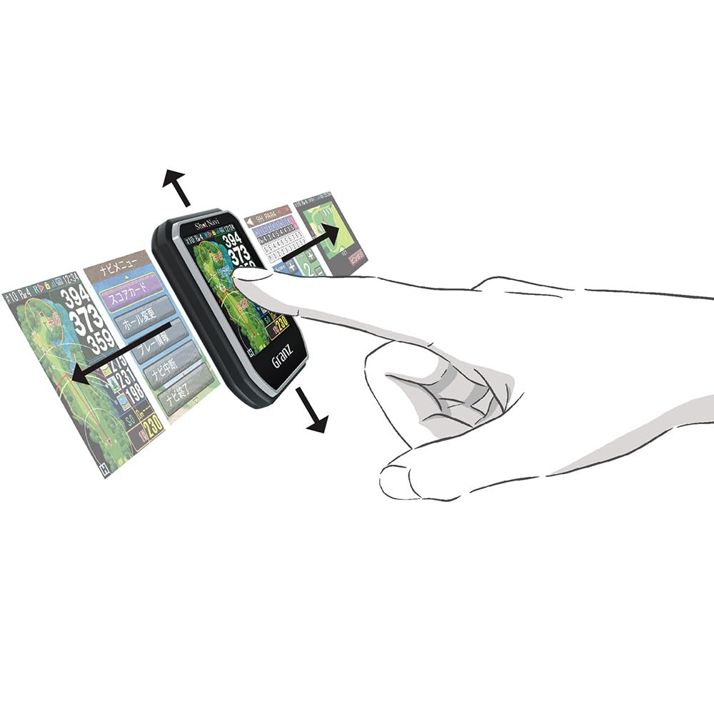 Shot Navi Granz BK Golf GPS with Touch Large Made in Equipped with the Latest GPS Michibiki L1S Competition Elevation Difference Panel, Text,