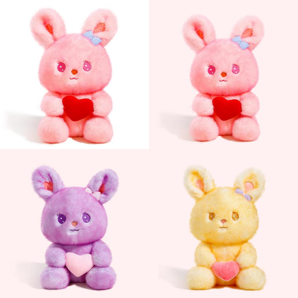 Cute Rabbit Plush Doll With Love Heart Design And Bow Decoration For Kids Gift