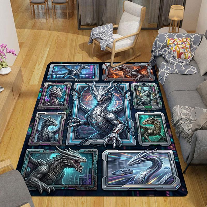 Cyber Dragon Compilation Pattern Rug Floor Mat for Living Room or Bedroom Soft and Comfortable Carpet a Gift for Birthday and Holiday.