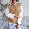 College-stil Casual Løs Strikket Vest Mote Dame Hul Blad V-hals Genser