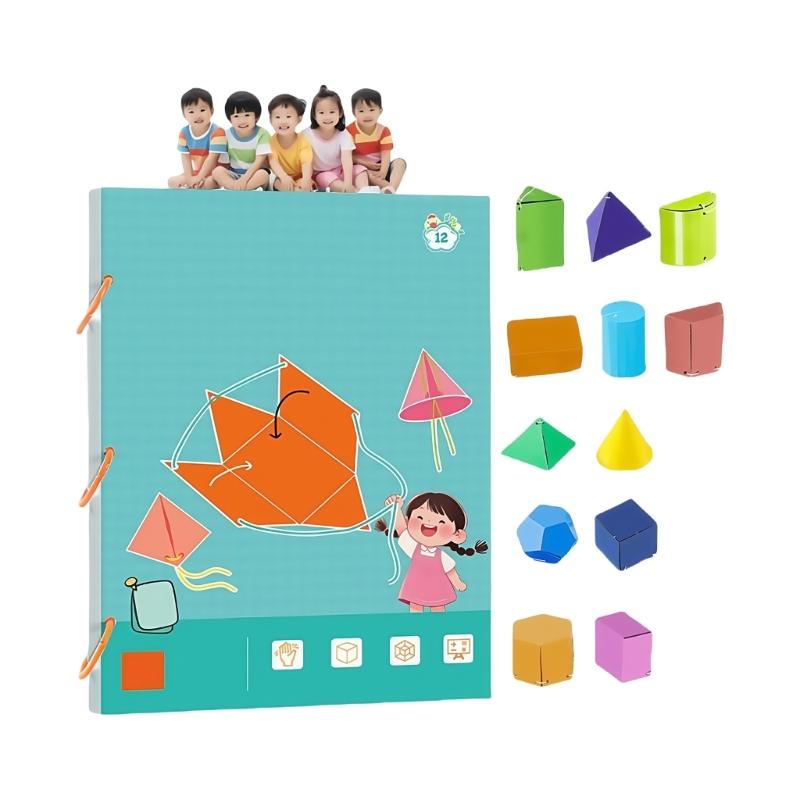 Educational Geometry Workbook Hands on Geometric Shape Activity Book With Folding Geometric Model For Kid Preschooler
