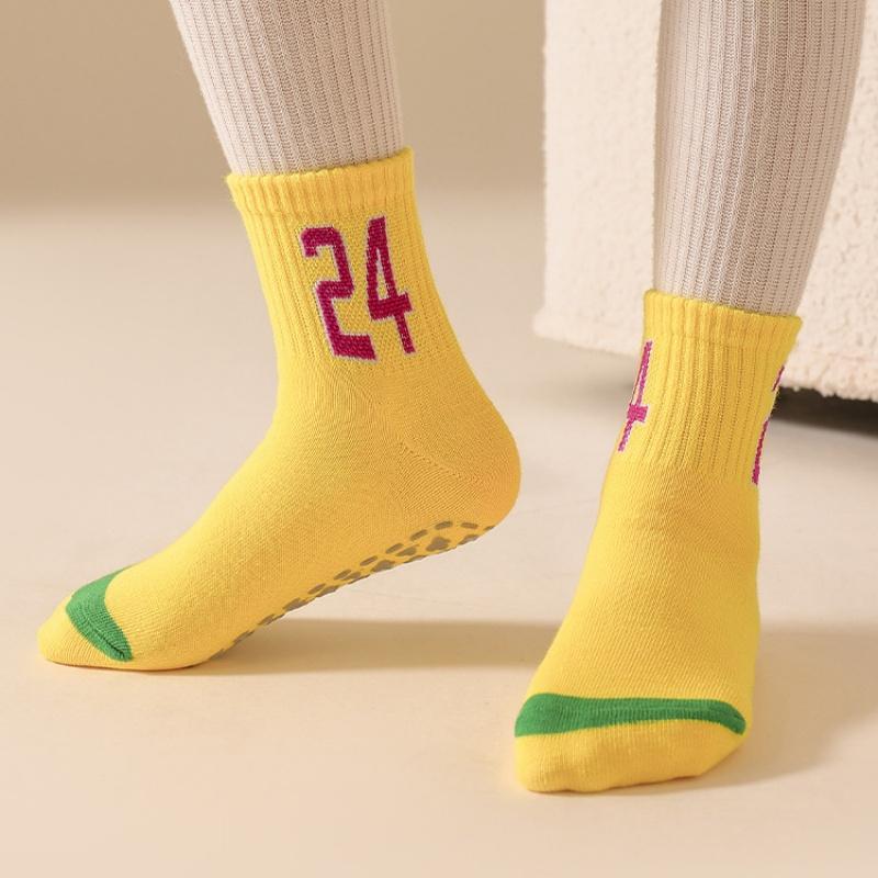 6 Paar Kinder-Doppel-Anti-Rutsch-Bodensocken Trampolinsocken Vier Jahreszeiten Universal Einfarbig Digitaler Trend Studenten-Indoor-Socken