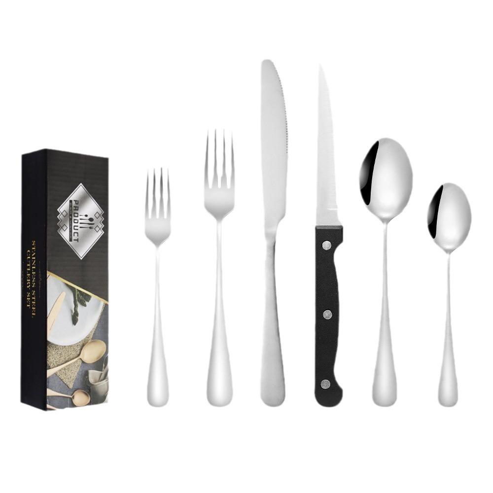 1010 Knife Fork and Spoon Stainless Steel Tableware Set 24-piece Tableware Steak Knife Fork and Spoon