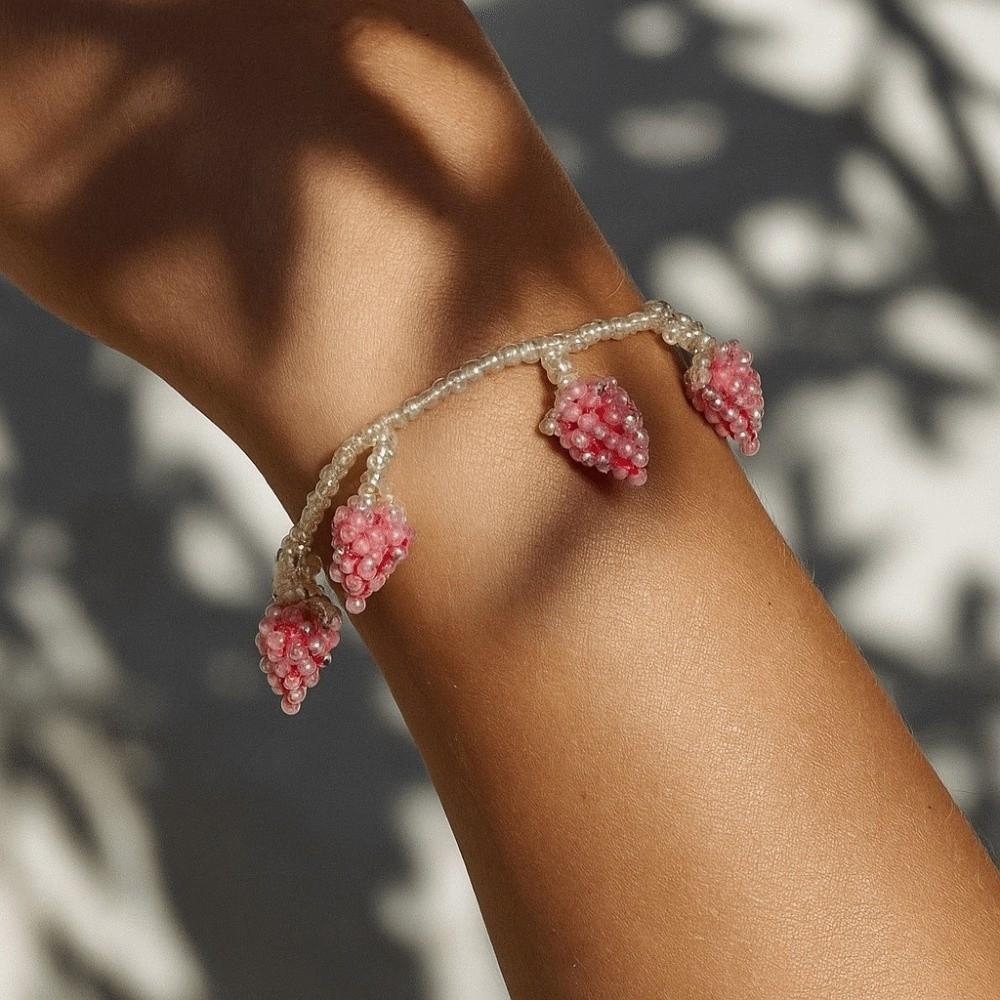 Lemon Vegetables Hand Chain Orange Strawberry Cherry Bangle Aesthetic Beaded Fruits Bracelet  Gift