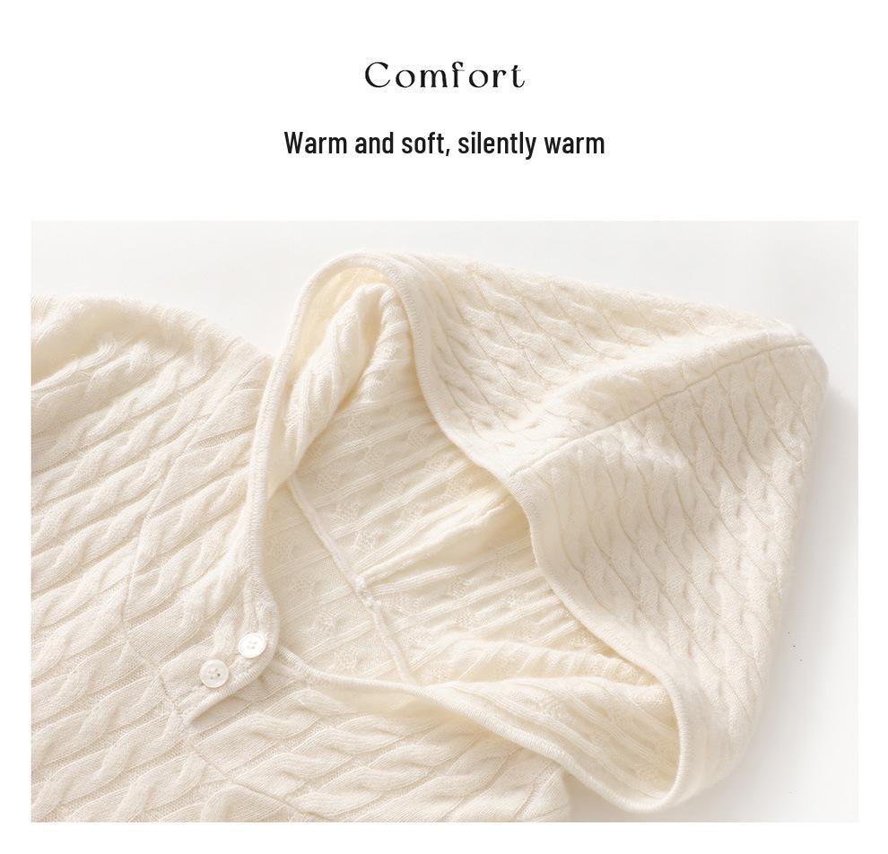 New Style Simple Temperament Women's Cashmere Hoodie Sweater with Full Body Cable Knit Base Layer