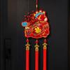 Flocking Chinese Lucky Character Pendants Traditional Handmade Red Horse Hanging Ornament with Tassels Good Fortune