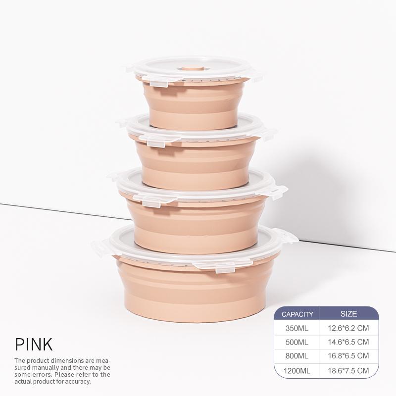 4 Stück zusammenklappbare Lunchboxen aus Silikon, Frischhaltebehälter mit Deckel, tragbare erweiterbare Schüsseln, zusammenklappbare Aufbewahrungsbox für Lebensmittel auf Reisen