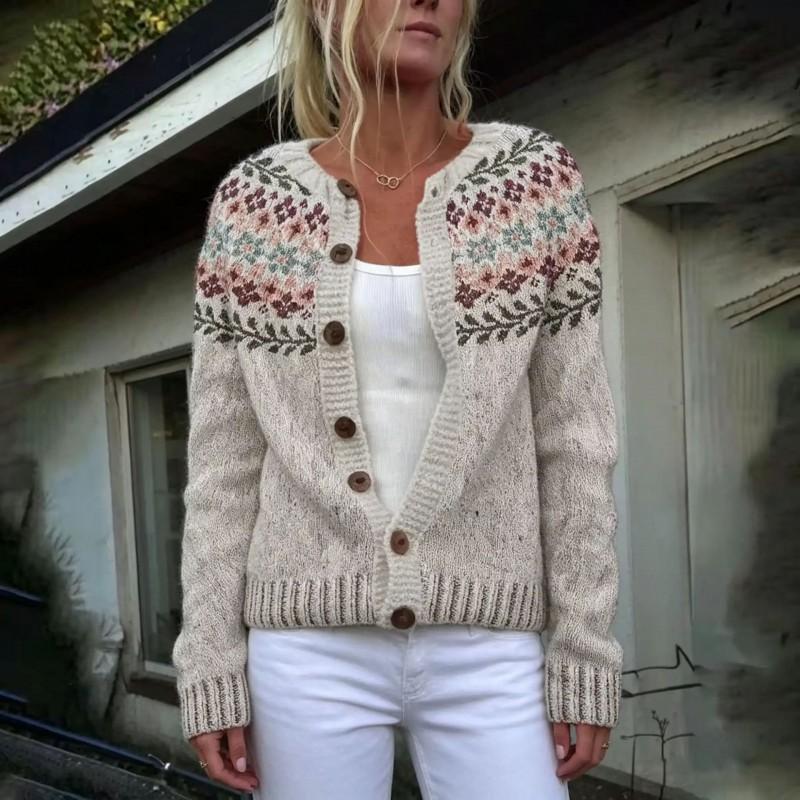 2026 Womens Loose Sweet Knit Cardigan Colorblock Button Front Casual Sweater