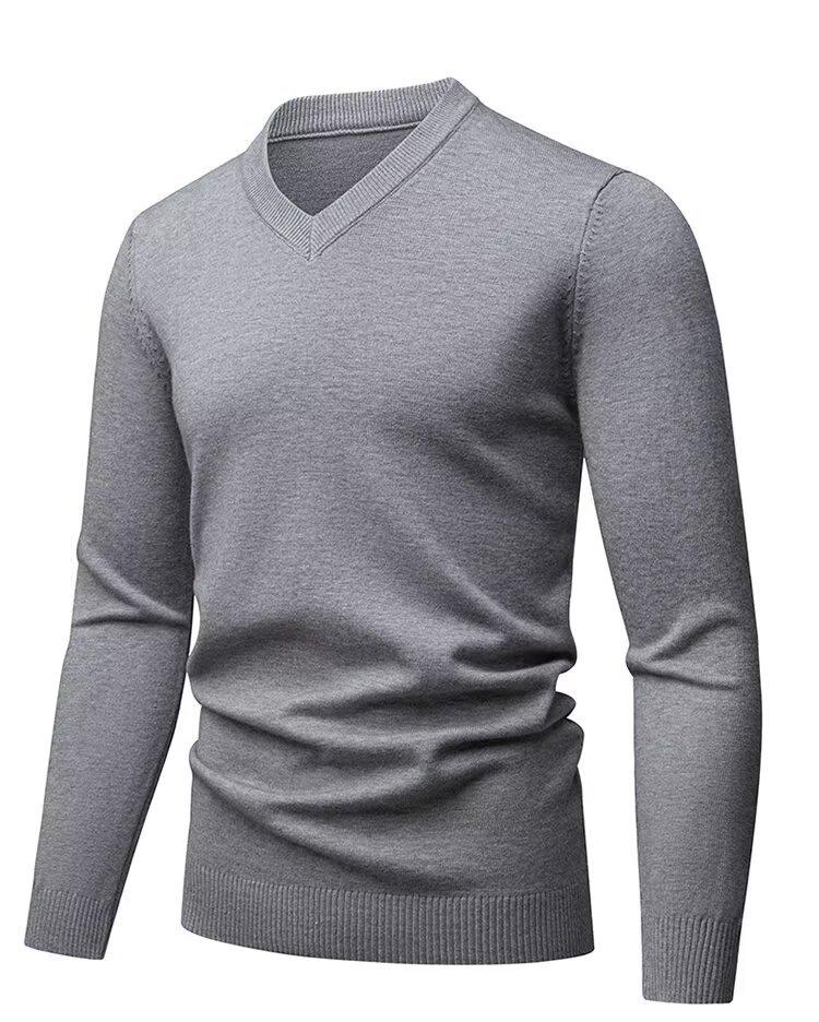 Autumn/Winter 2025 Men's High-Quality Wool V-Neck Sweater - Casual, Solid Color, Comfortable Base Layer Top.