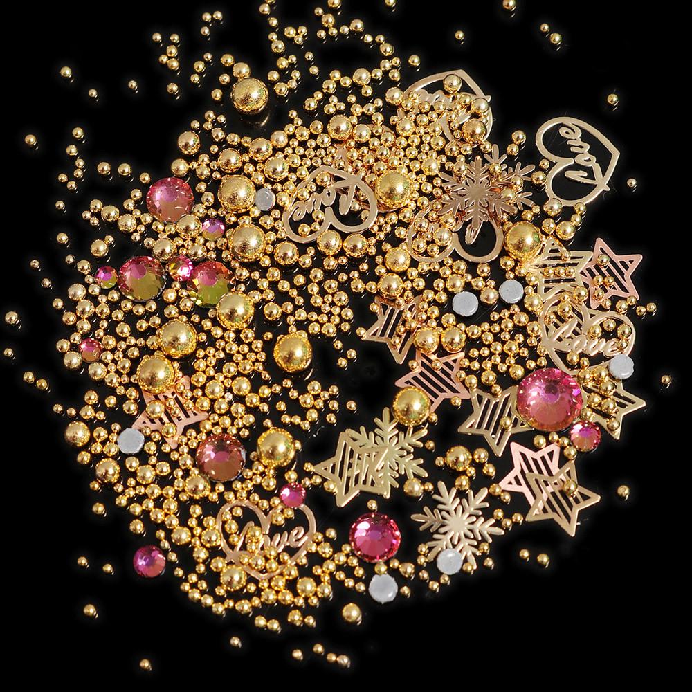 Fashion Nail Art Metal Round Beads Pearl Steel DIY Decoration Manicure