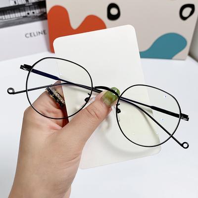 Anti-Blue Glasses Frame, Metal Flat Glasses, Thin-Footed Women'S Myopia Glasses 5