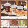 Disposable Coffee & Milk Tea Cups with Lids, Straws & Stickers
