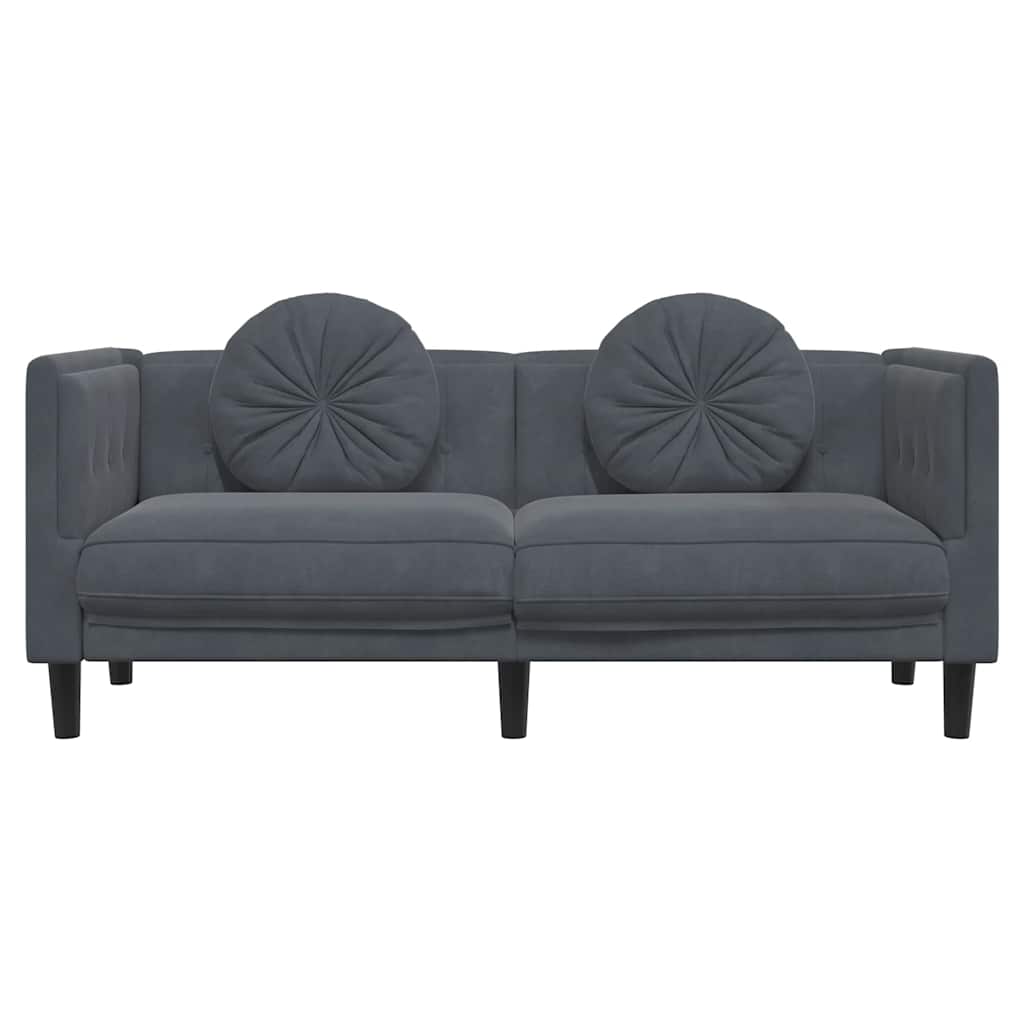 2 Seater Sofa with Cushions Dark Grey Velvet