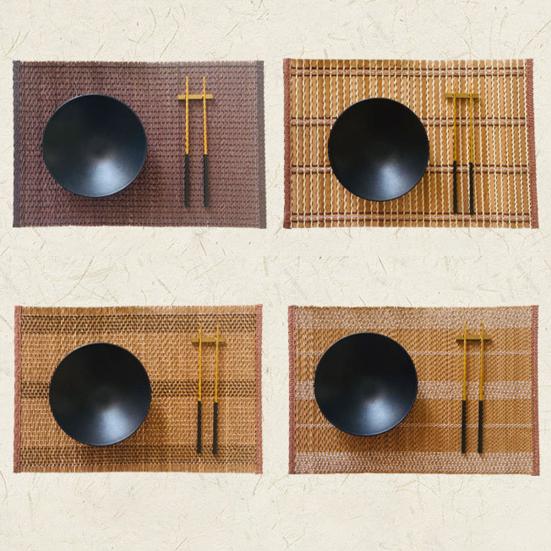 Bamboo Woven Placemat Retangle Shape Thickened Heat-Resistant Oil-Resistant Non-Slip Parties Weddings Banquets