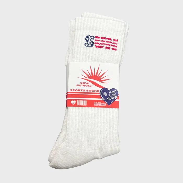 SUNDAY FLAG SOCKS 2PACKS WHITE