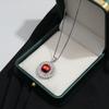 925 Sterling Silver Luxury Design Round Red Zircon Necklace Wedding Anniversary Party Gift