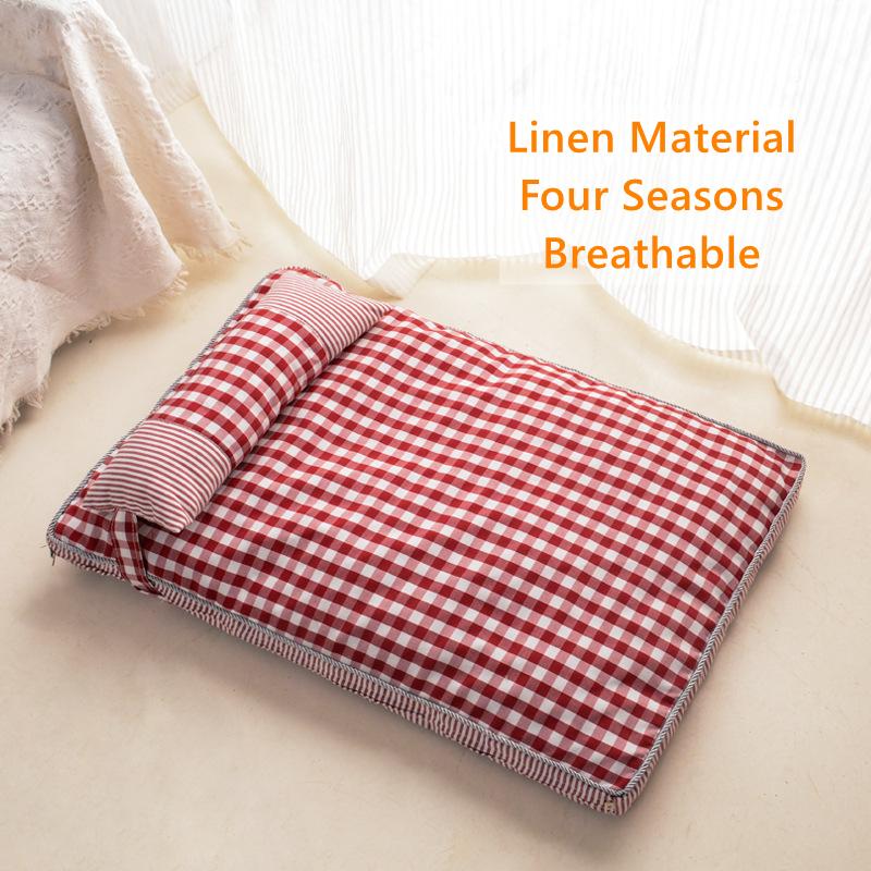 

Подушка для собак, диван-кровать для маленьких и больших собак, съемный чехол, прямоугольный диван-кровать для кошек, клетчатый узор, плотный хлопковый наполнитель S (65x45x8cm)