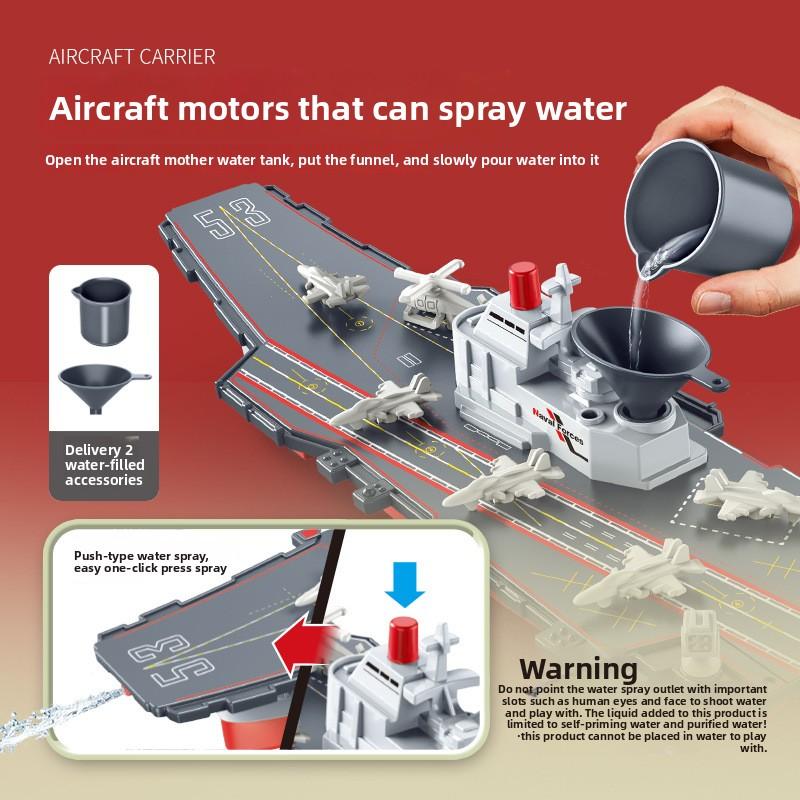 Large Aircraft Carrier Model With Water Spray Childrens Educational Toys Inertia