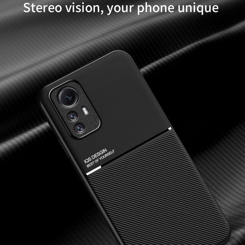 For Xiaomi Redmi Note 12S 4G Lines Imprinted PU Leather+TPU Case Magnetic Car Mount Phone Cover