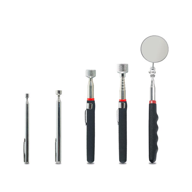 Telescopic Magnetic Pickup Tool with Flashlight and Interchangeable Square/Round Mirrors