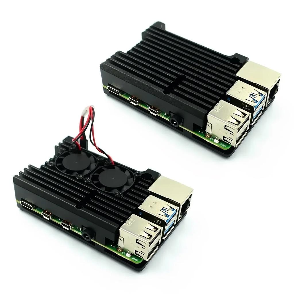 For Raspberry Pi 4 3 Model B 3B Plus Aluminum Case with Dual Cooling Fan Metal Shell Enclosure for RPI Raspberry Pi 4B 3B+ Model