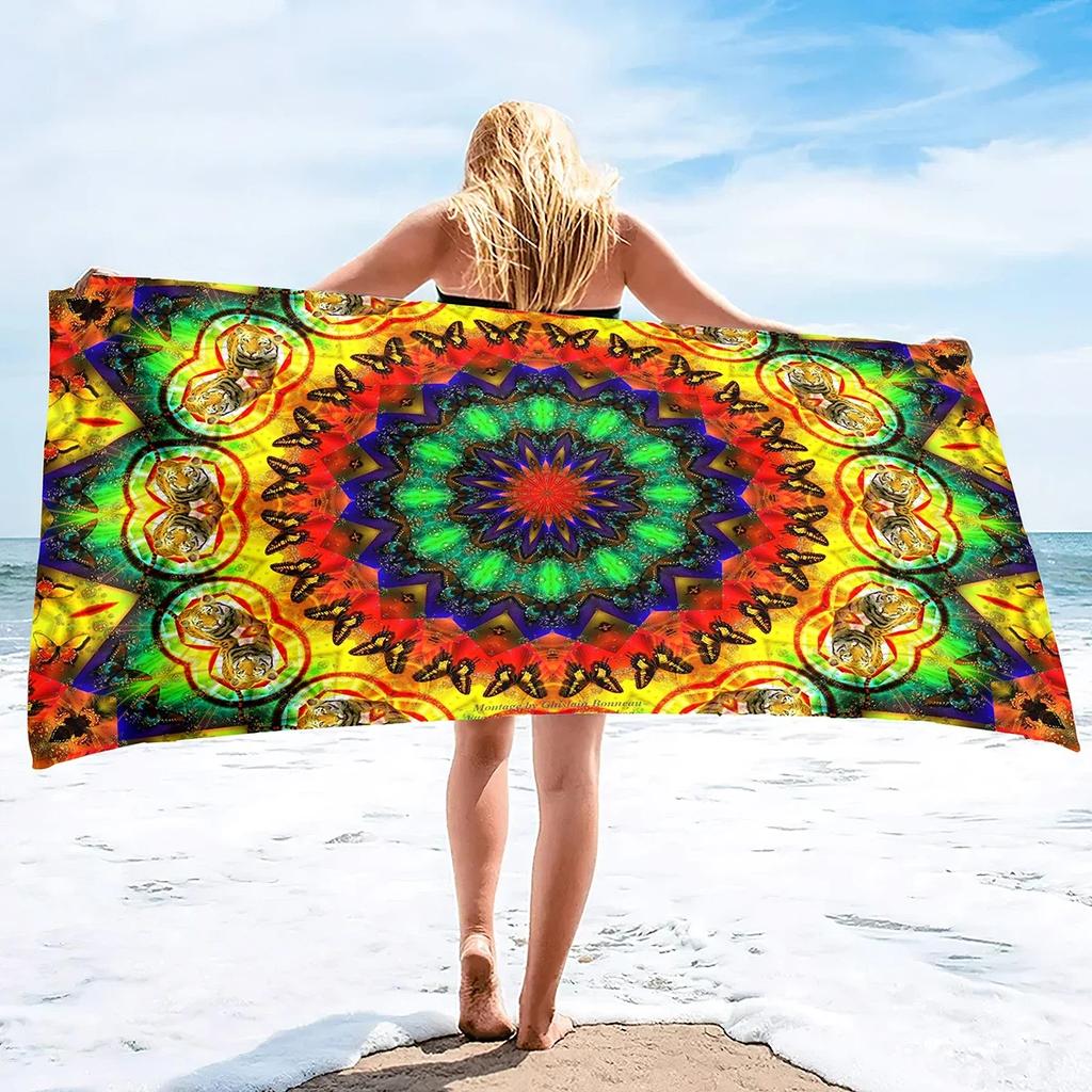 Oversize Beach Towel Clearance Towels, Extra Large,Boho Mandala,Cool Travel Pool Towel,Absorbent Fast Dry Sand Free Swim Pool