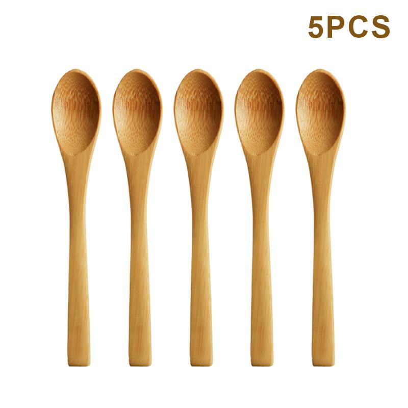5Pcs Wooden Honey Spoon Ecofriendly Household Tableware Bamboo Kitchen Condiment Scoop Coffee Spoon Dessert Spoon Teaspoon