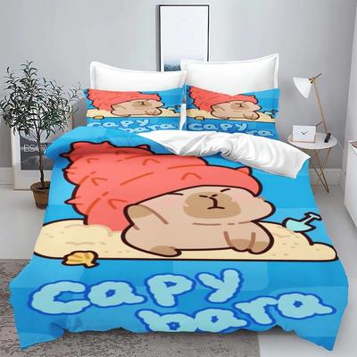 Capybara Für Zuhause Bettbezug Set 3d Kinderbettwäsche 100% Polyester Bedruckt Niedlich Cartoon Steppdecke Geeignet Kinder