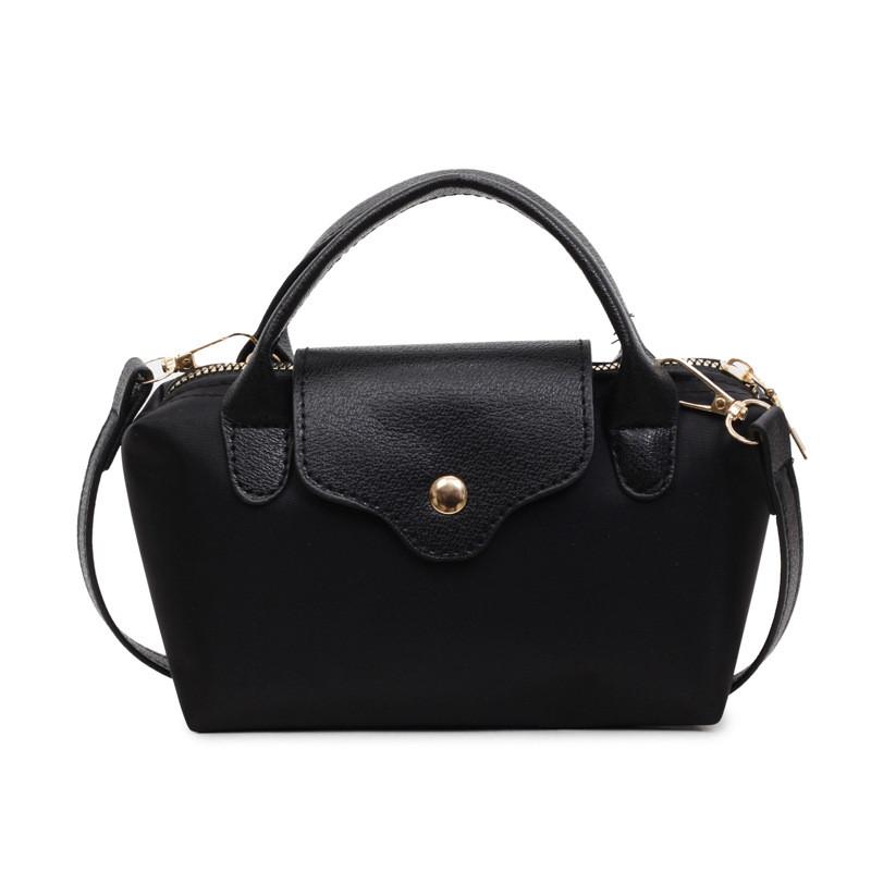 Minimalist Womens Small Square Nylon Shoulder Bag With Inner Zipper Pocket For Casual Outings