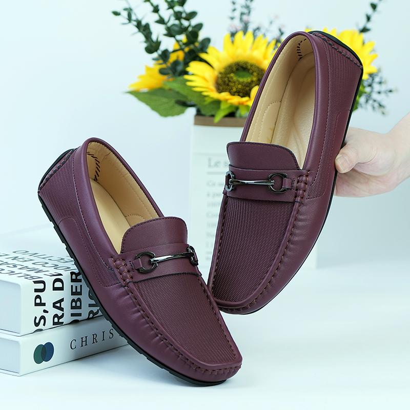 Fashion Men's Leisure Leather Shoes Brand Design Luxury High-quality Decorative Buckle Comfortable Business Office Driving Loafer Shoes