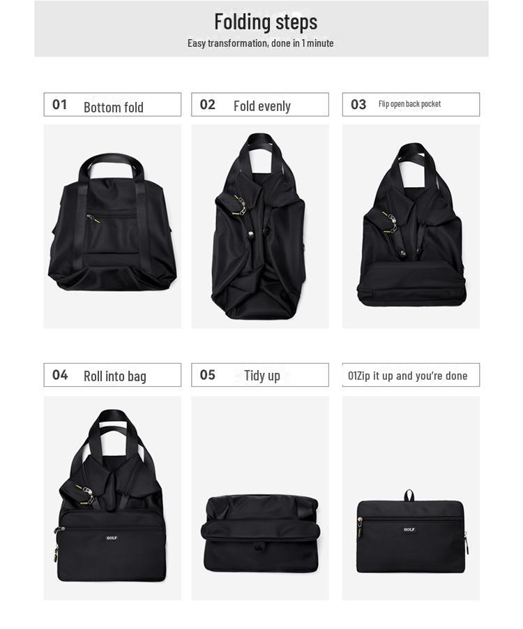 Men's Large Capacity Golf Travel Bag - Foldable Sports Fitness Bag with Dry/Wet Separation