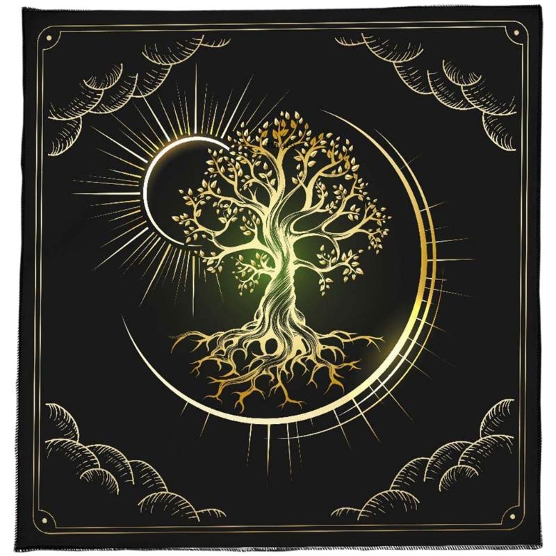 

Square Divinations Tapestry Moon Sun Tree Astrologys Tablecloth Tarots Card Tablecloth Table Cloth Witchcrafts Supply 50x50cm