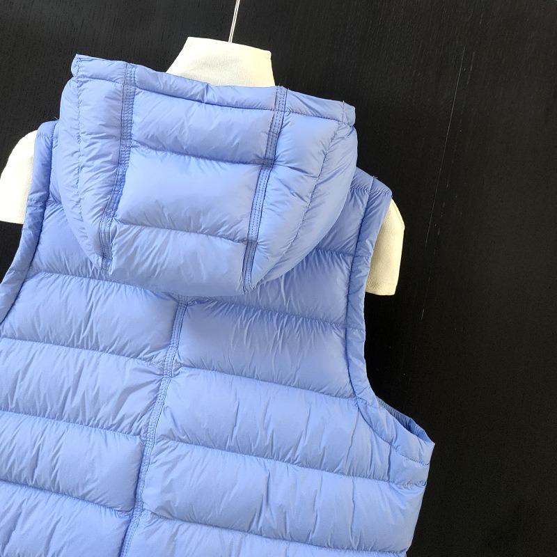 Autumn and winter duck down ribs down vest women's short hooded vest jacket