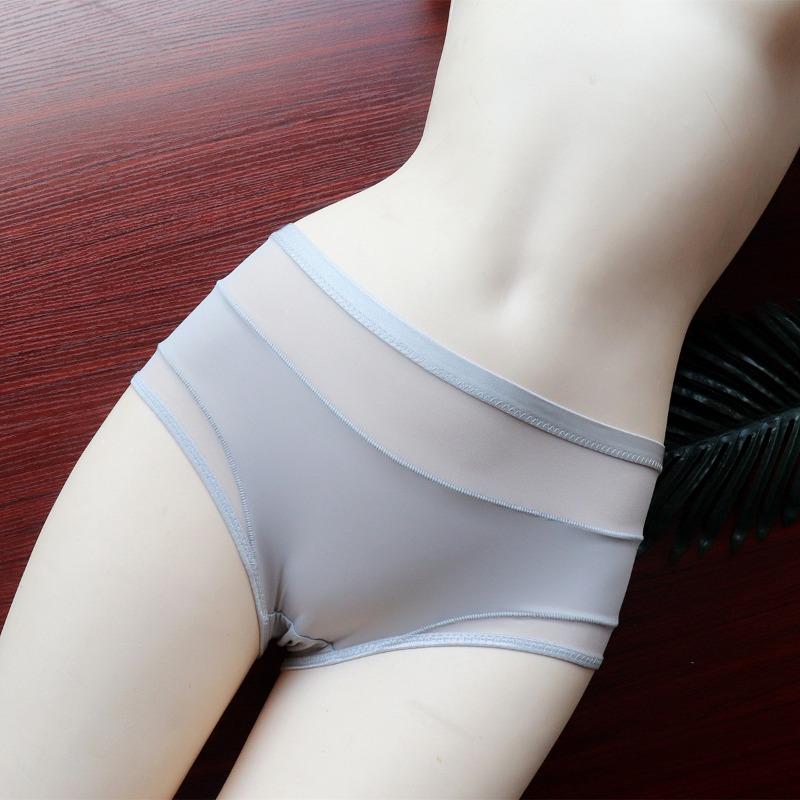 Large Hollow Briefs Mesh Mesh Mid Waist Women's Underwear Women's Ice Knickers Silk Lifting Buttocks Comfortable Women's Triangle Panties