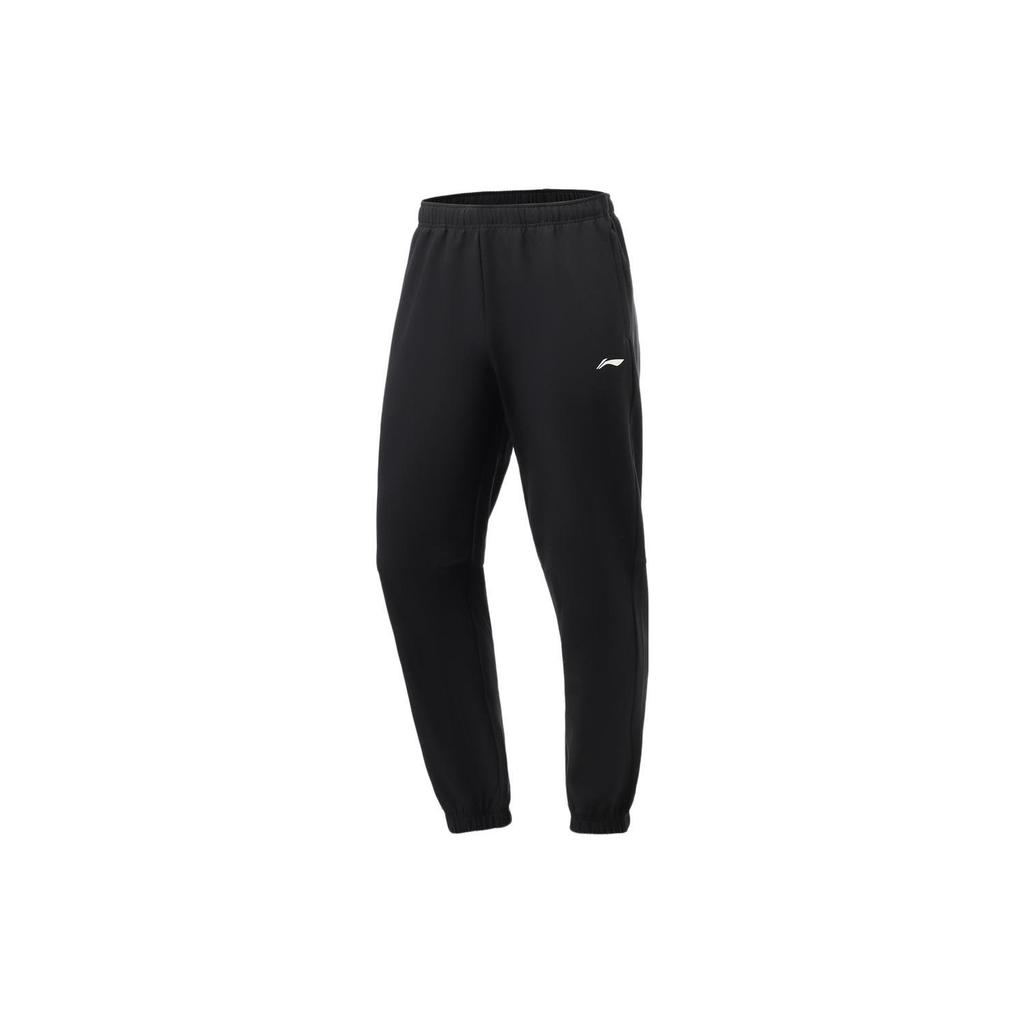 Li Ning Fitness Series Knitted Sweatpants Men's Black Moderate Straight Fit Pants AYKR757-1