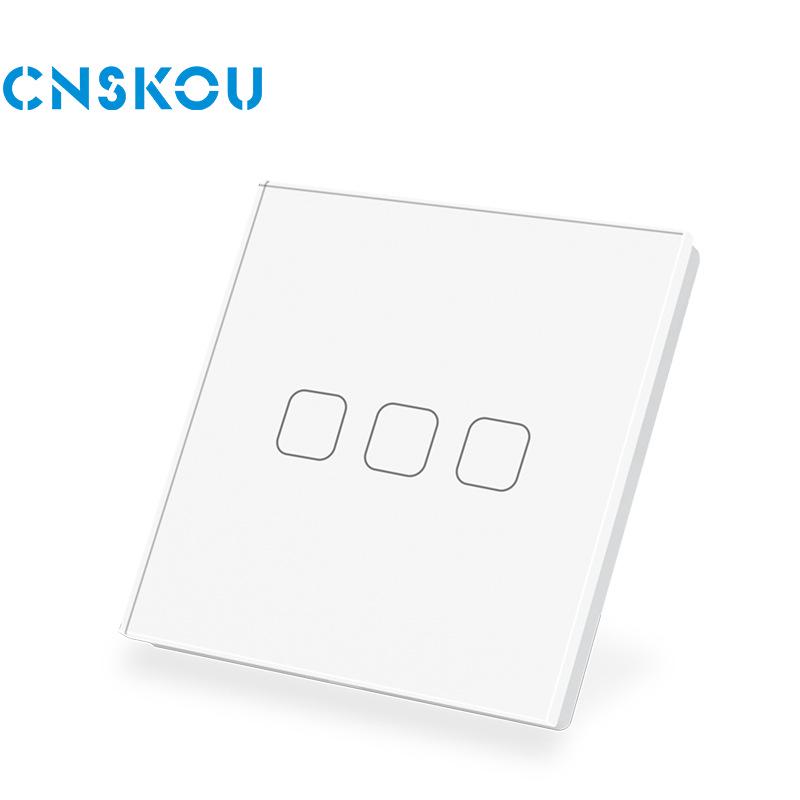

Тип 86 Европейский стандарт Tuya WiFi Сенсорный настенный умный выключатель с одной линией питания