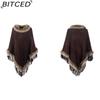 BITCED Knitted Fringe Cape for Women - Autumn/Winter Solid Colour Oversized Pullover Shawl Coat