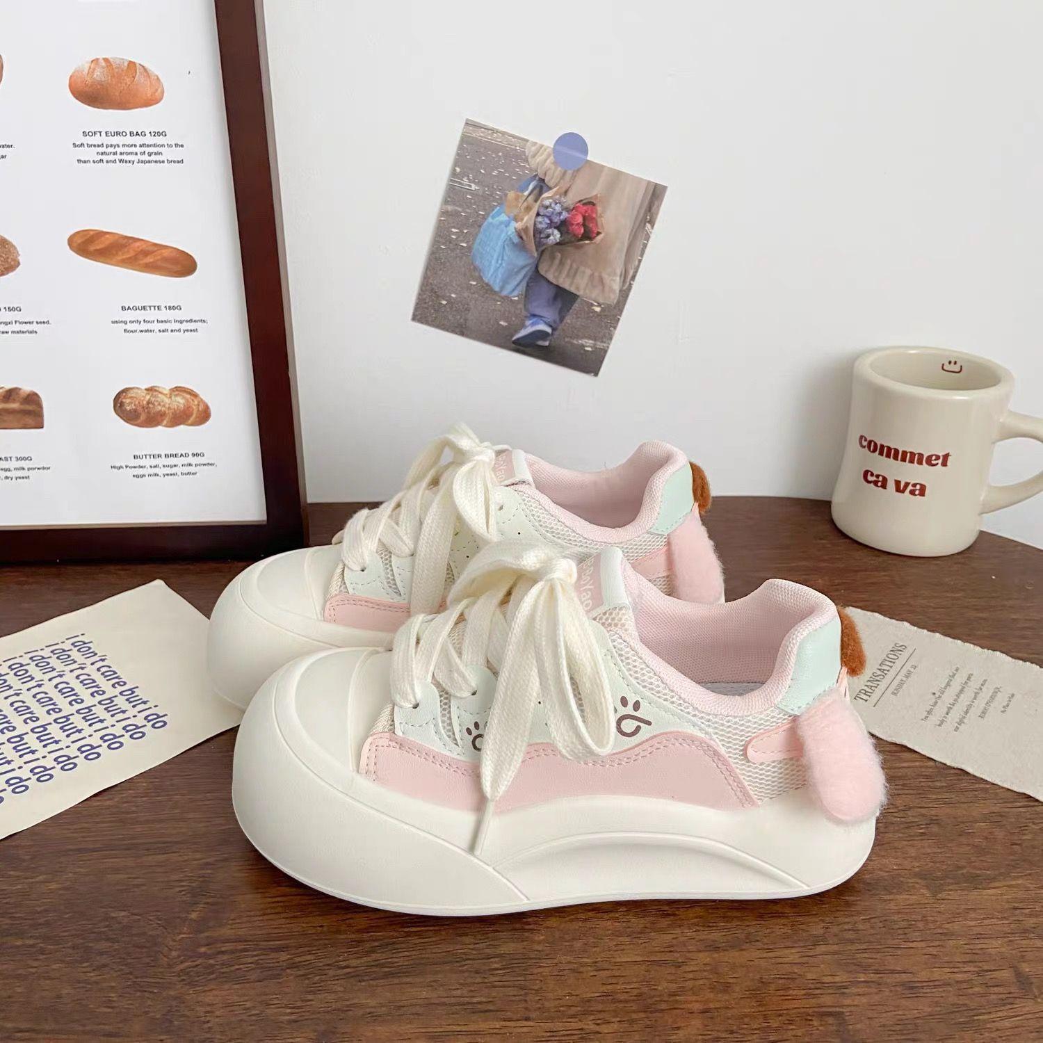 Розовые ботинки на толстой подошве, новинка осени 22, шикарные нишевые кеды, спортивная обувь типа  хлеб 35 розовый