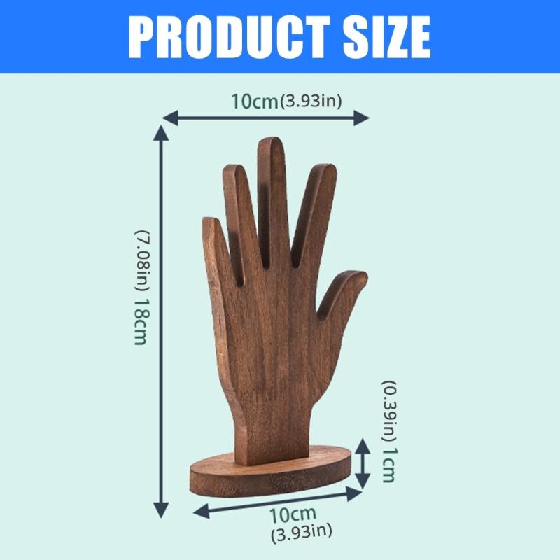 2 Piezas Escultura de Madera Maciza con Forma de Mano para Anillos Elegante Soporte de Exhibición de Joyería y Accesorios para Escaparate de Boutique