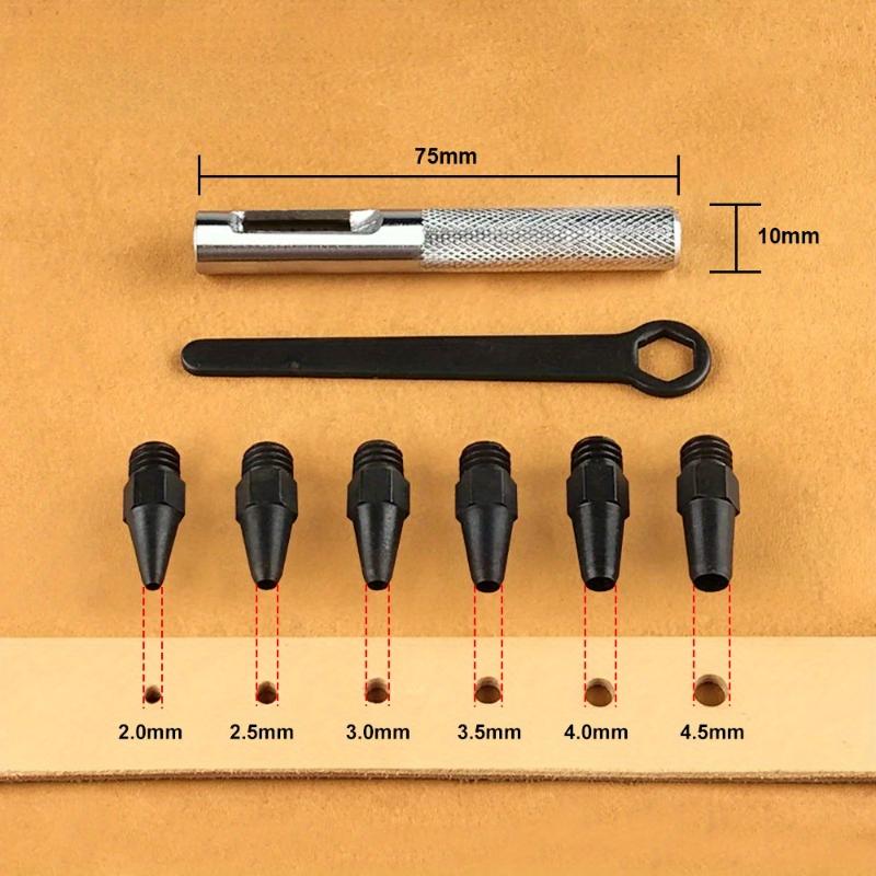 

1 Set 6 in 1 Hollow Punch Kit Tool Set 2.0/2.5/3.0/3.5/4.0/4.5mm Leather Holes Perforating Leather Tools for Punching